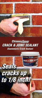 crack and joint sealant brochure Seals cracks up to 1/8 inch! shows man painting the sealant on bricks