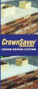 crownsaver brochure crown repair system. Before and after picture of a chimney and crown on top and bottom